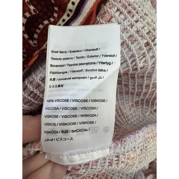 New Farm Rio Smocked Sweet Floral Lilac Long Sleeve Boho Gypsy Minidress Size L - Picture 11 of 12